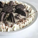 Up-close shot of Oreo pie with coffee and mascarpone