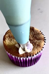 Step in piping a cupcake swirl