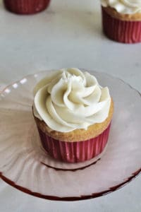 Favorite Homemade Vanilla Buttercream on a cupcake