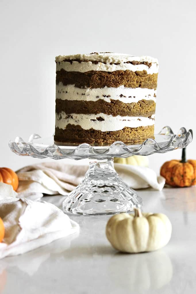 Full shot of pumpkin spice layer cake