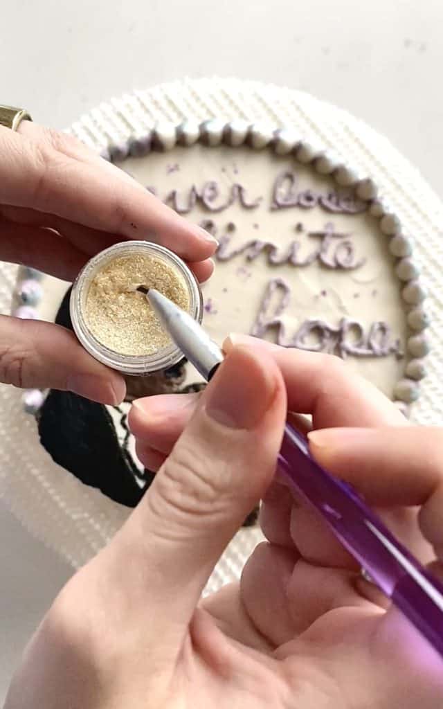 Up-close image of edible glitter for Martin Luther King Jr. Cake