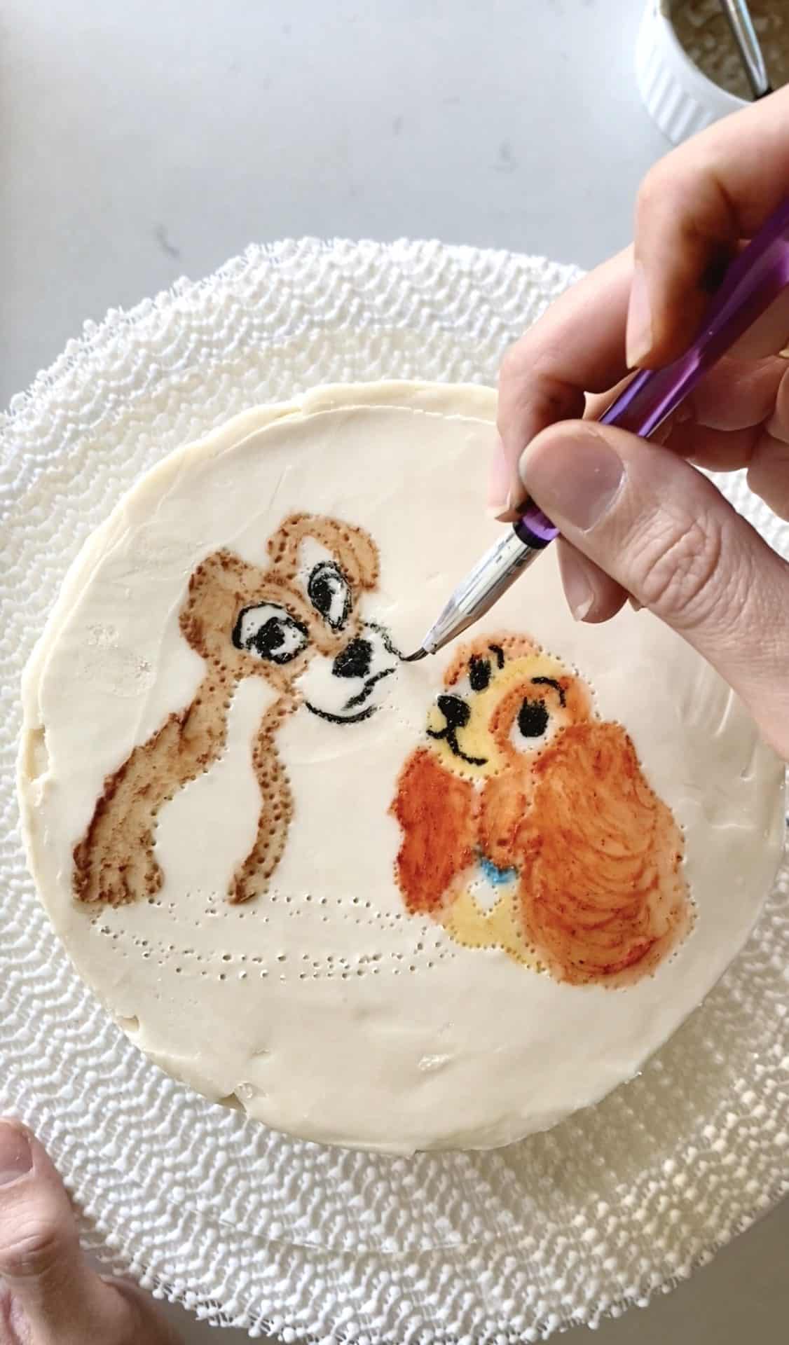 Painting Lady and the Tramp Cake
