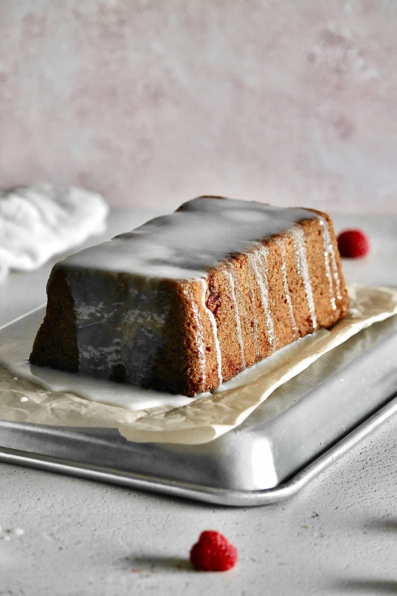 white chocolate raspberry loaf cake