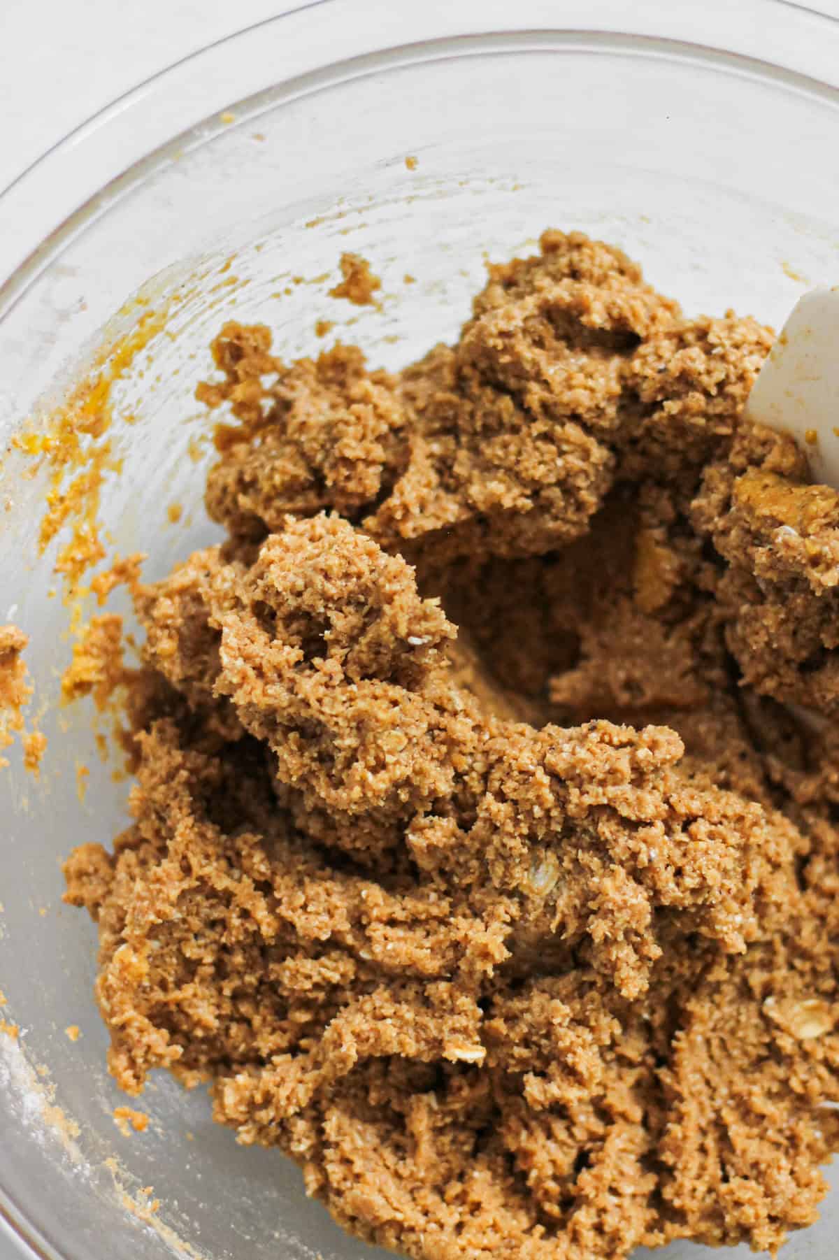 Mixing bowl with dough for Biscoff cookie sandwiches.