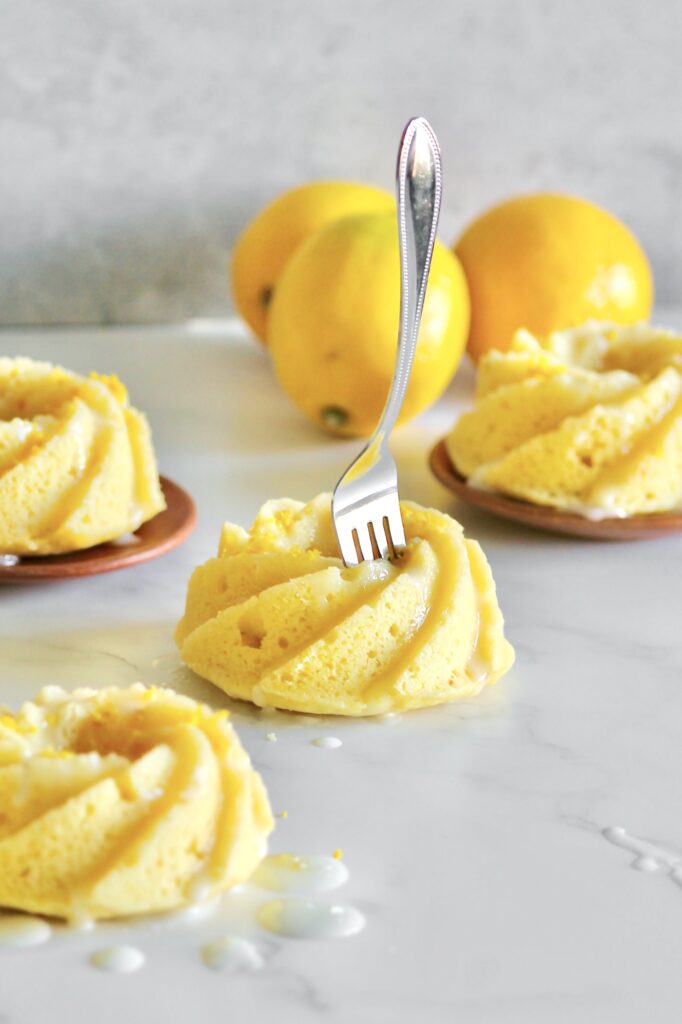Image of fork digging into lemon cake