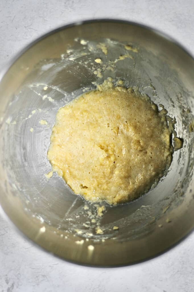 how batter for vanilla cupcakes will look in mixing bowl