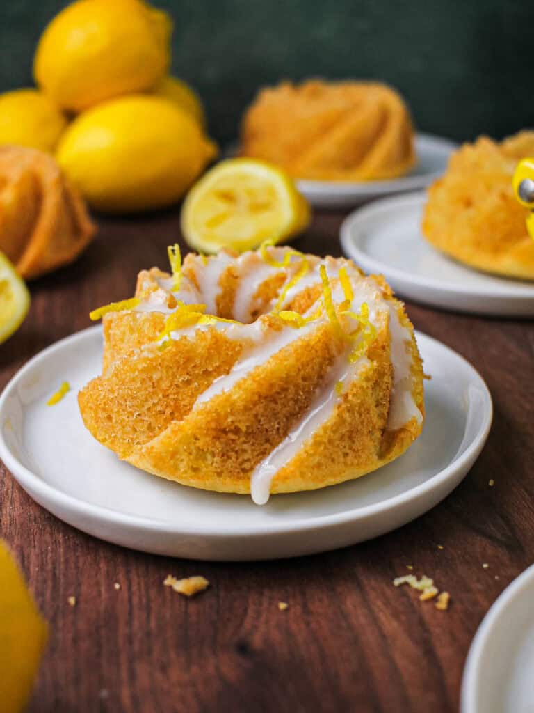 Glazed mini lemon Bundt cake.