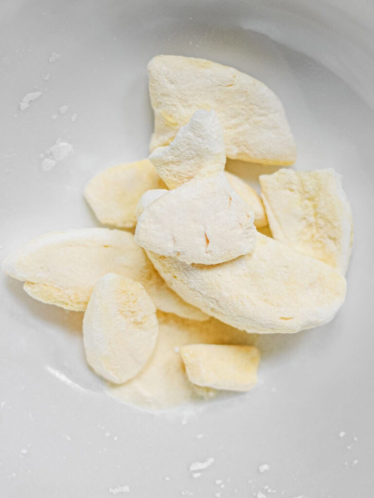 Chunks of freeze dried mango. 
