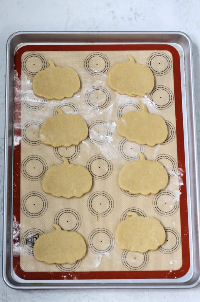 pumpkin spice sugar cookies on baking sheet before baking