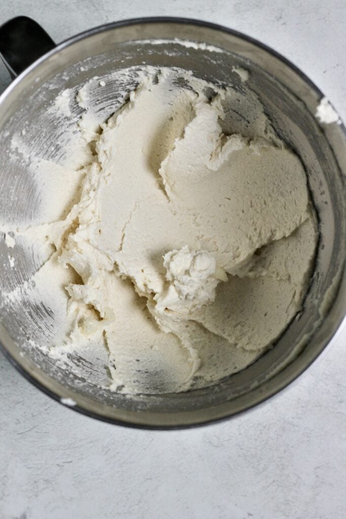 creamed butter and sugar in mixing bowl