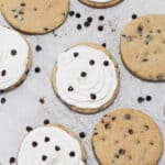 Frosted chocolate chip sugar cookies.