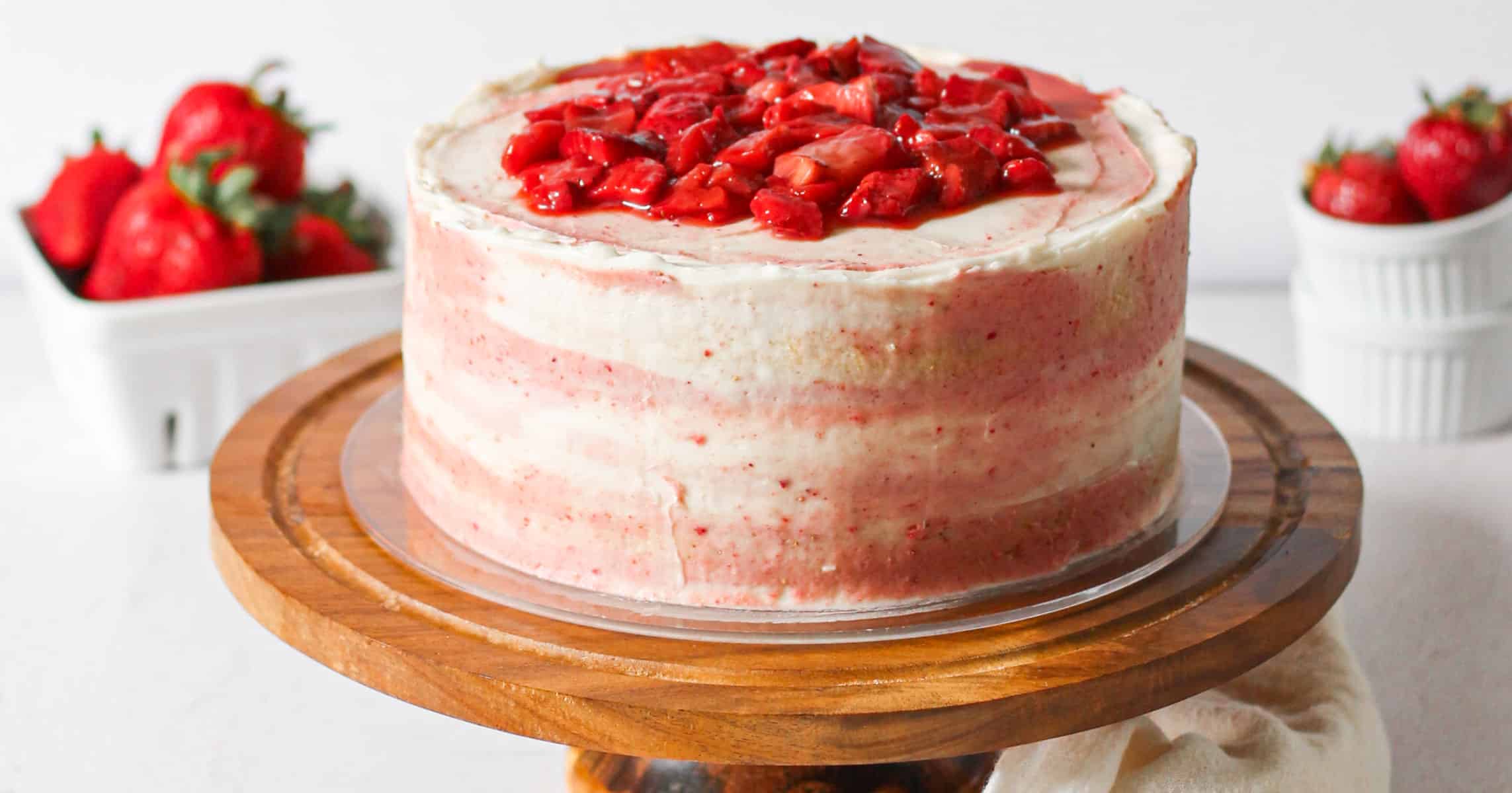 Moist Vanilla Cake with Strawberry Filling