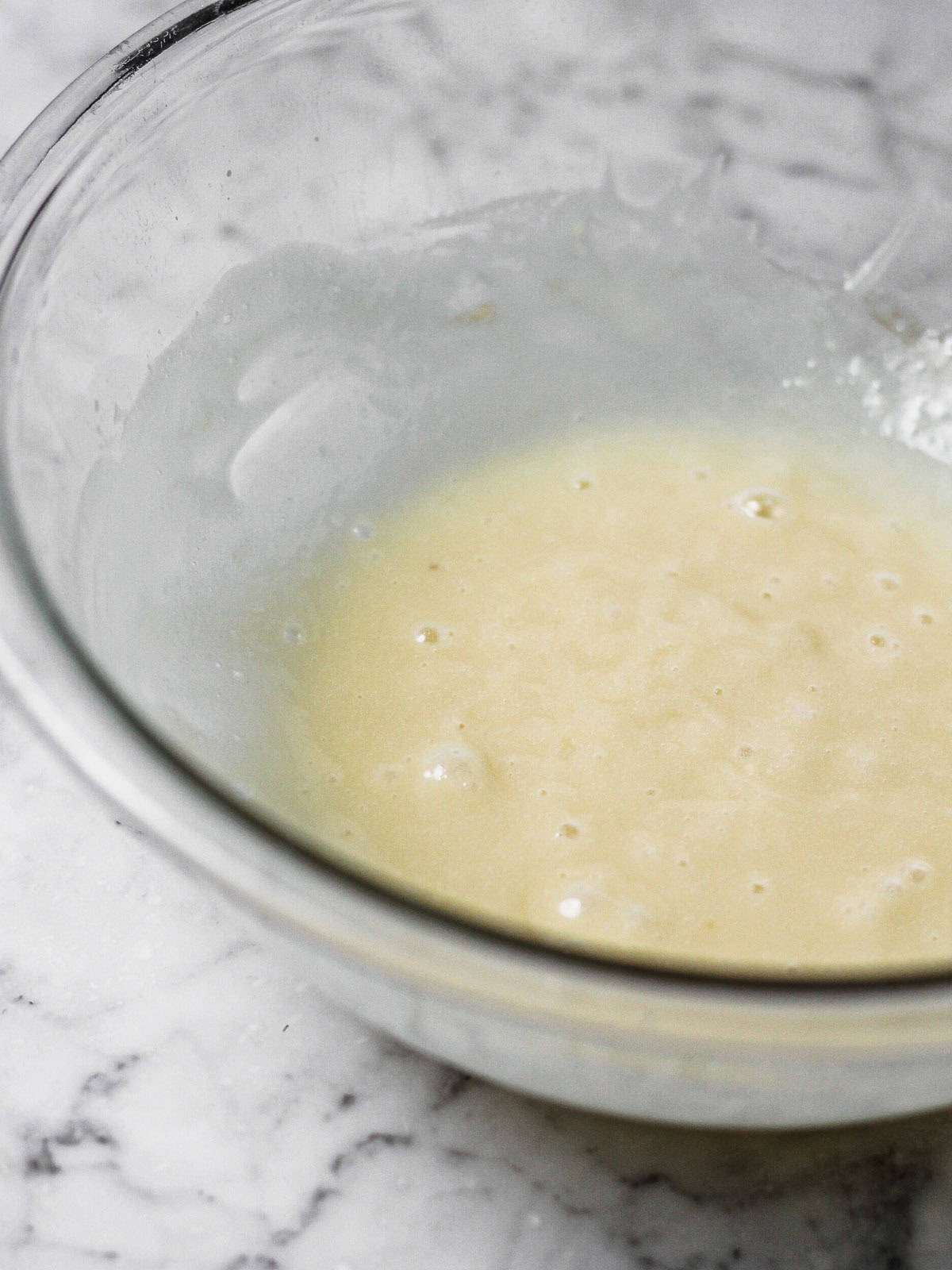 Cream cheese icing in a mixing bowl.