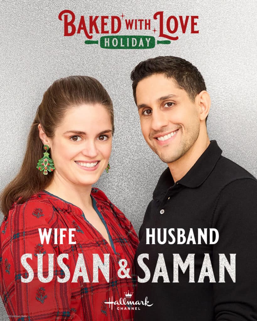 Headshot of Susan and Saman for Hallmark's Baked with Love promotional poster.