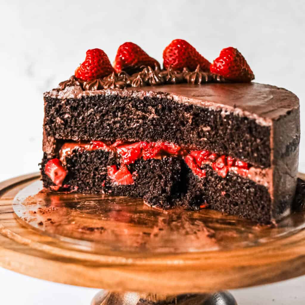 Chocolate Cake with Strawberry Filling (Moist Layer Cake) - Susan ...
