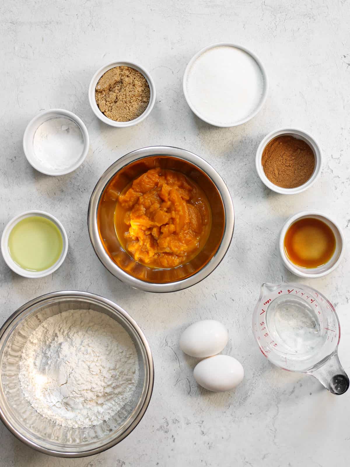 Ingredient shot for mini pumpkin muffins.