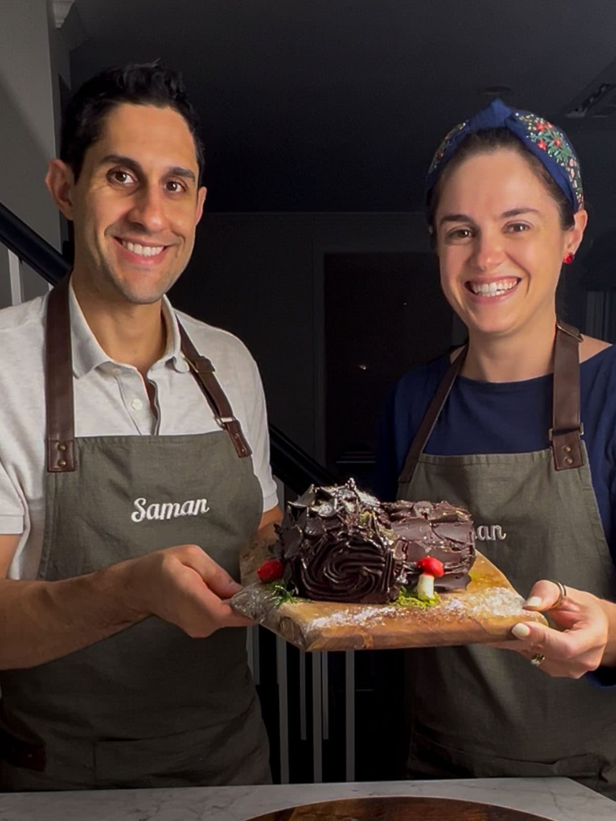 Photo of Susan and Saman recreating this cake recipe at home.