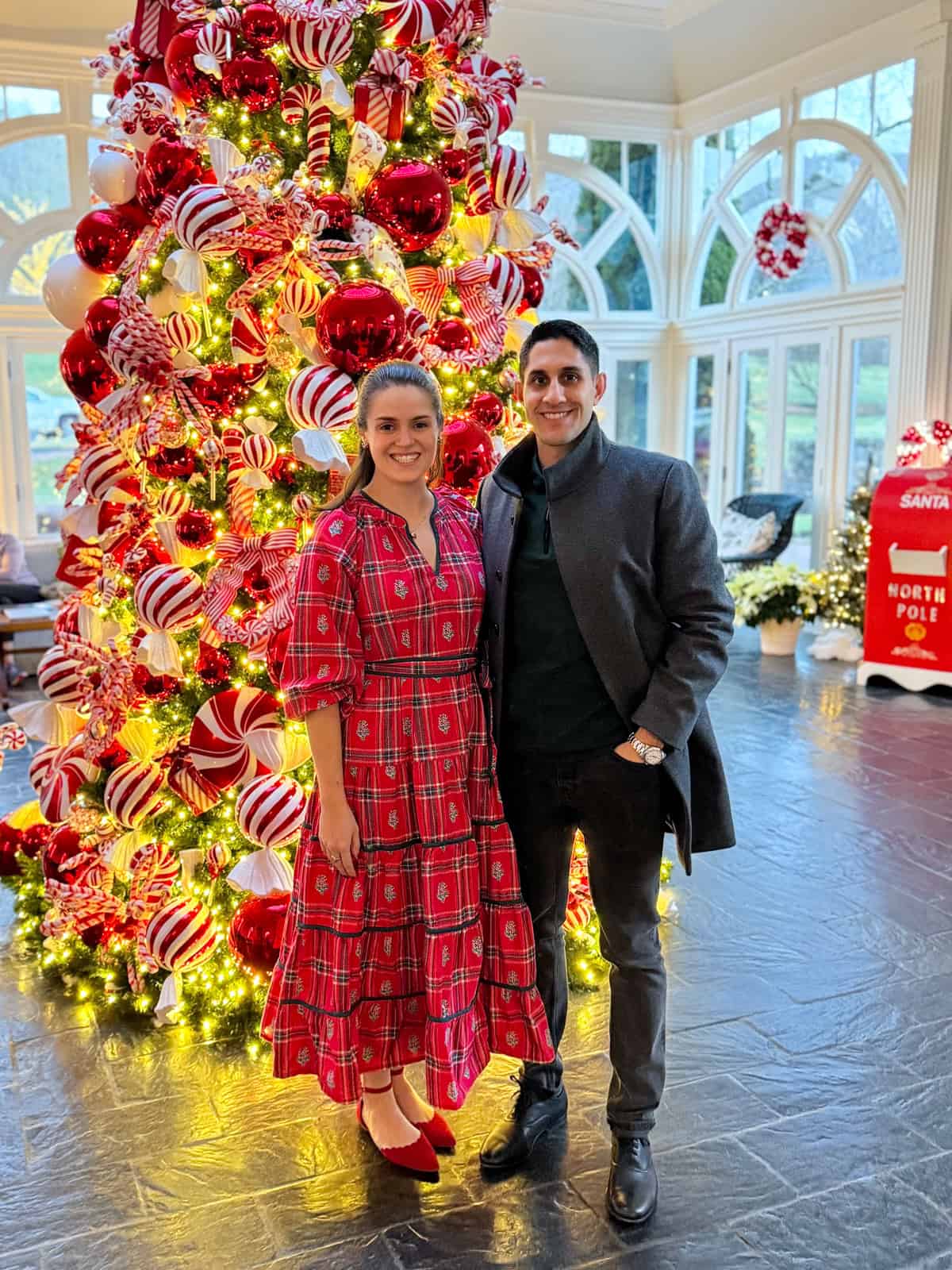 Photos from the Homestead's Christmas trees that inspired our pink 3D Christmas tree cake from episode two of Hallmark Channel's "Baked with Love: Holiday."