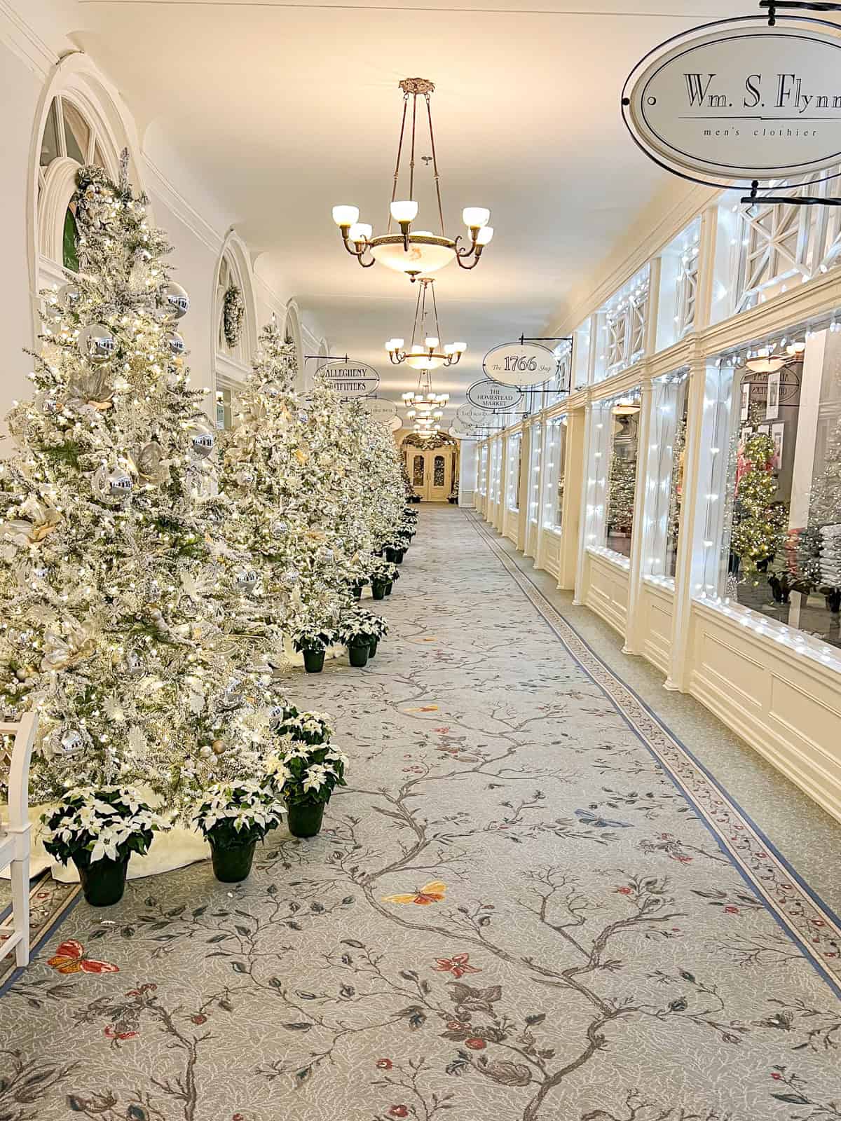 Photos from the Homestead's Christmas trees that inspired our pink 3D Christmas tree cake from episode two of Hallmark Channel's "Baked with Love: Holiday."